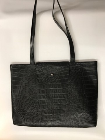 Shopper Laag Zwart Croc Dubbele Schouderband