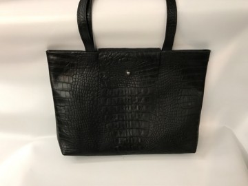 Shopper Laag Zwart Croc Dubbele Schouderband