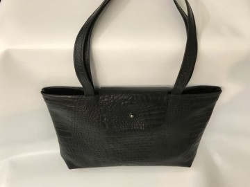 Shopper Laag Zwart Croc Dubbele Schouderband