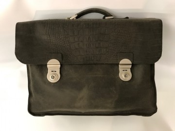 Handgemaakte Leren Aktetas Grijs