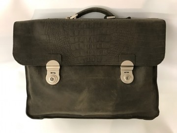 Handgemaakte Leren Aktetas Grijs