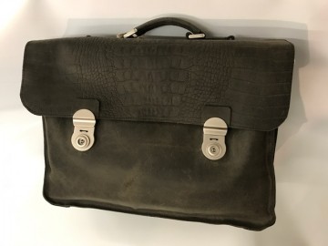 Handgemaakte Leren Aktetas Grijs